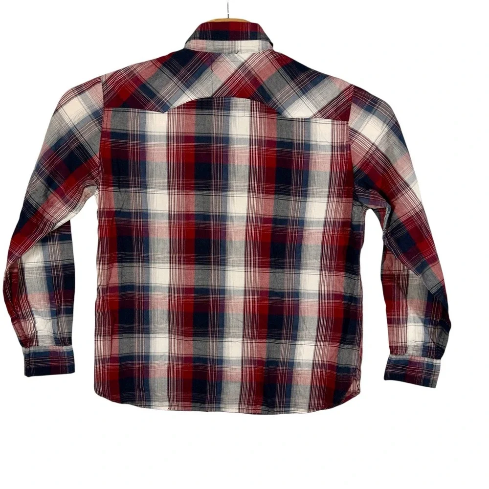 Levis Western Pearl Snap Plaid Shirt Mens Medium Cowboy Rodeo Cotton Blend‎